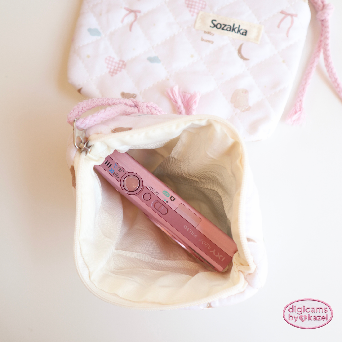 Quilted rabbit bear camera pouch