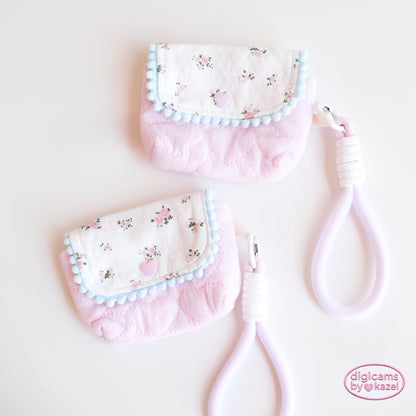 Pink lace with lanyard camera pouch