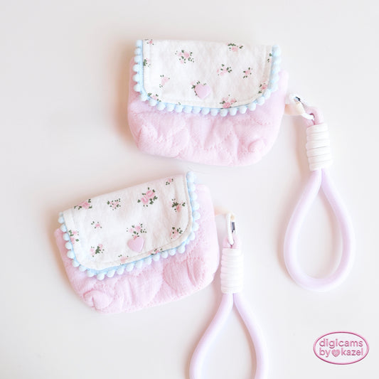 Pink lace with lanyard camera pouch