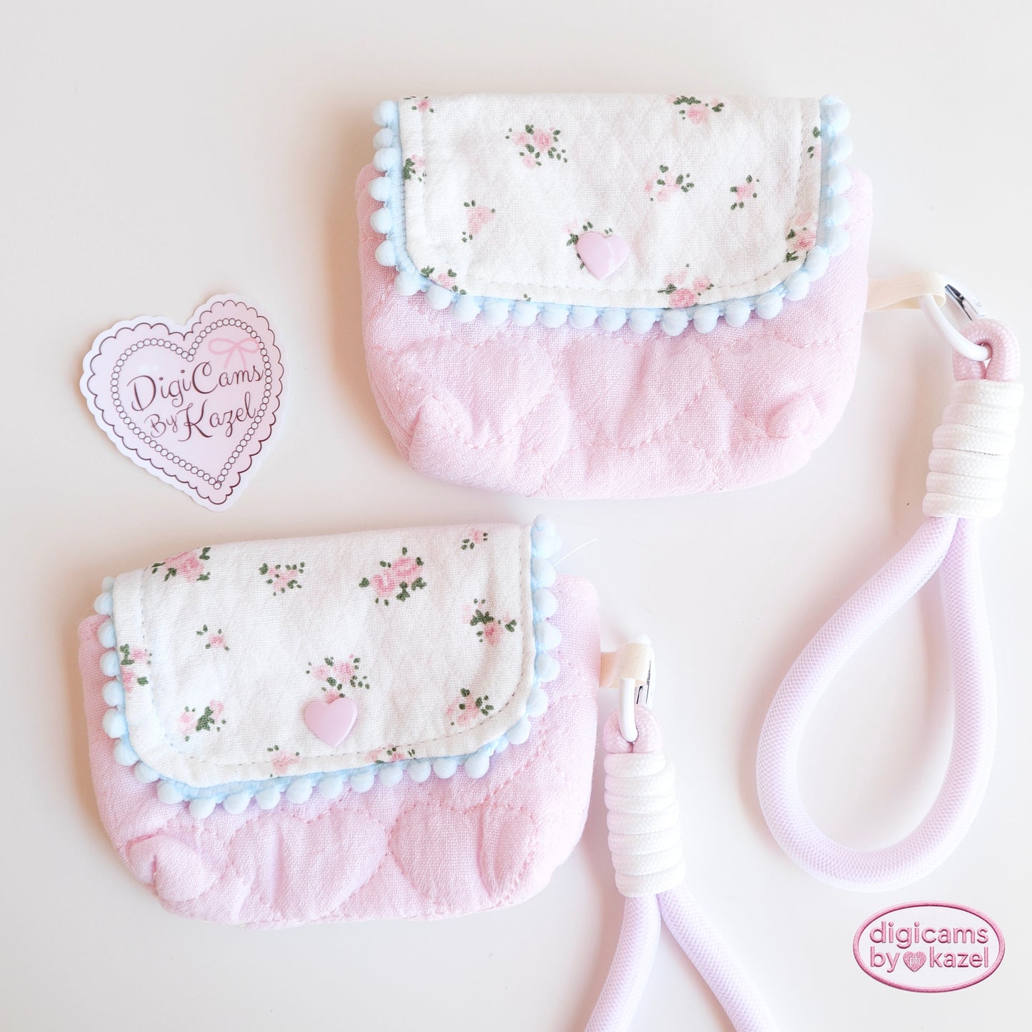 Pink lace with lanyard camera pouch