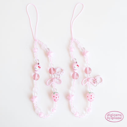 Pink strawberry kitten bow straps