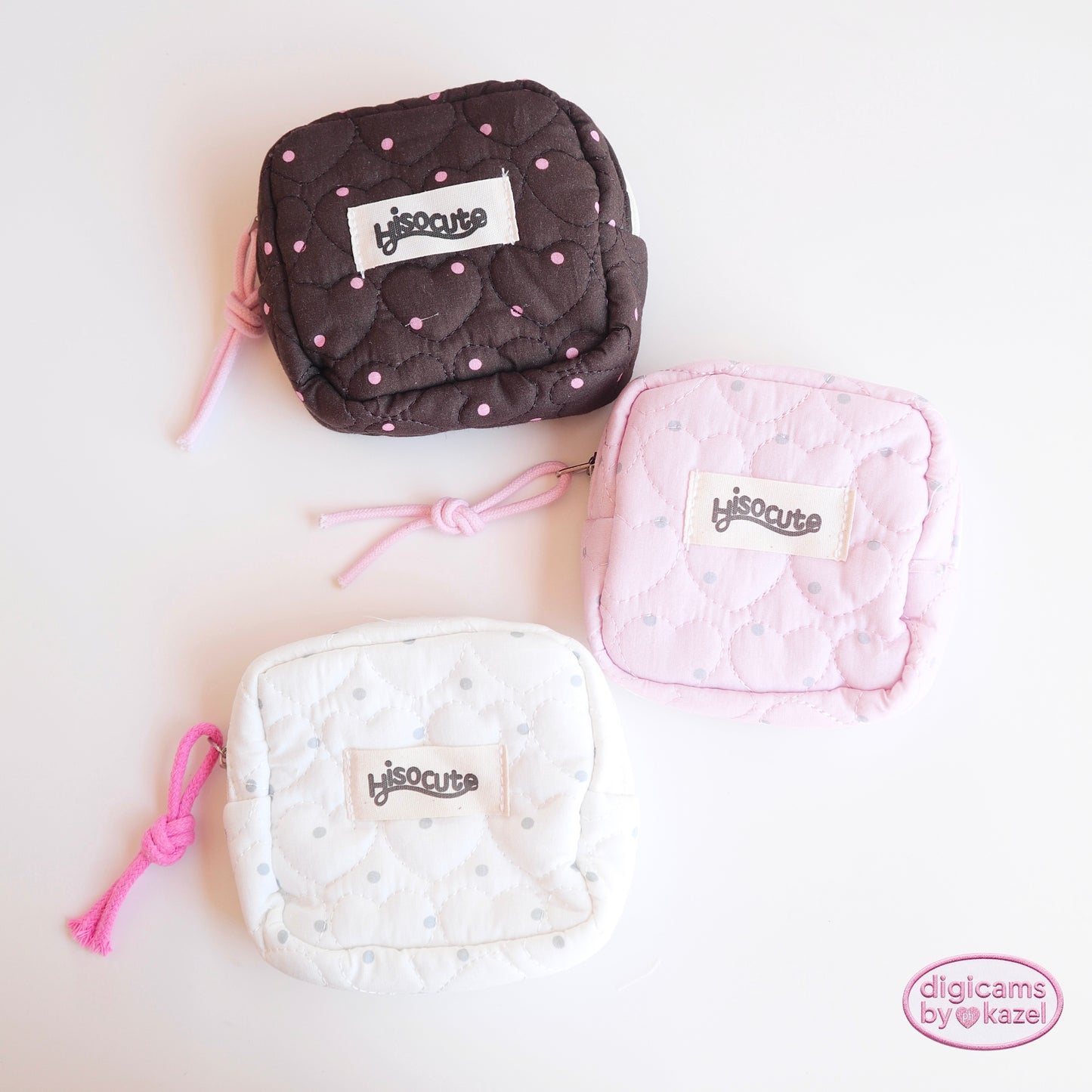 Heart shaped quilted camera pouch
