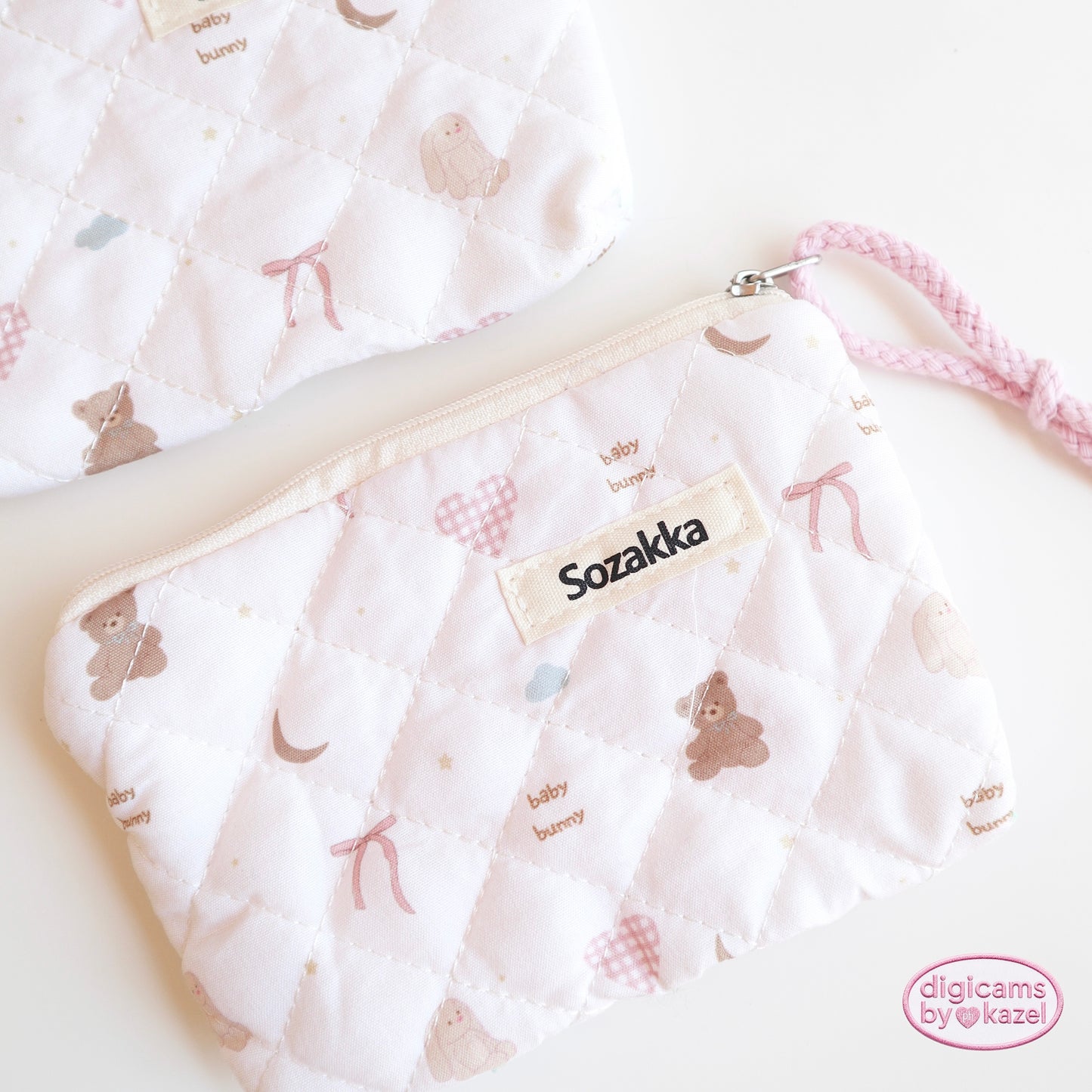 Quilted rabbit bear camera pouch