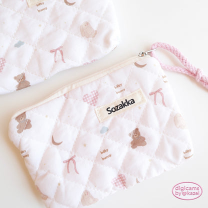 Quilted rabbit bear camera pouch