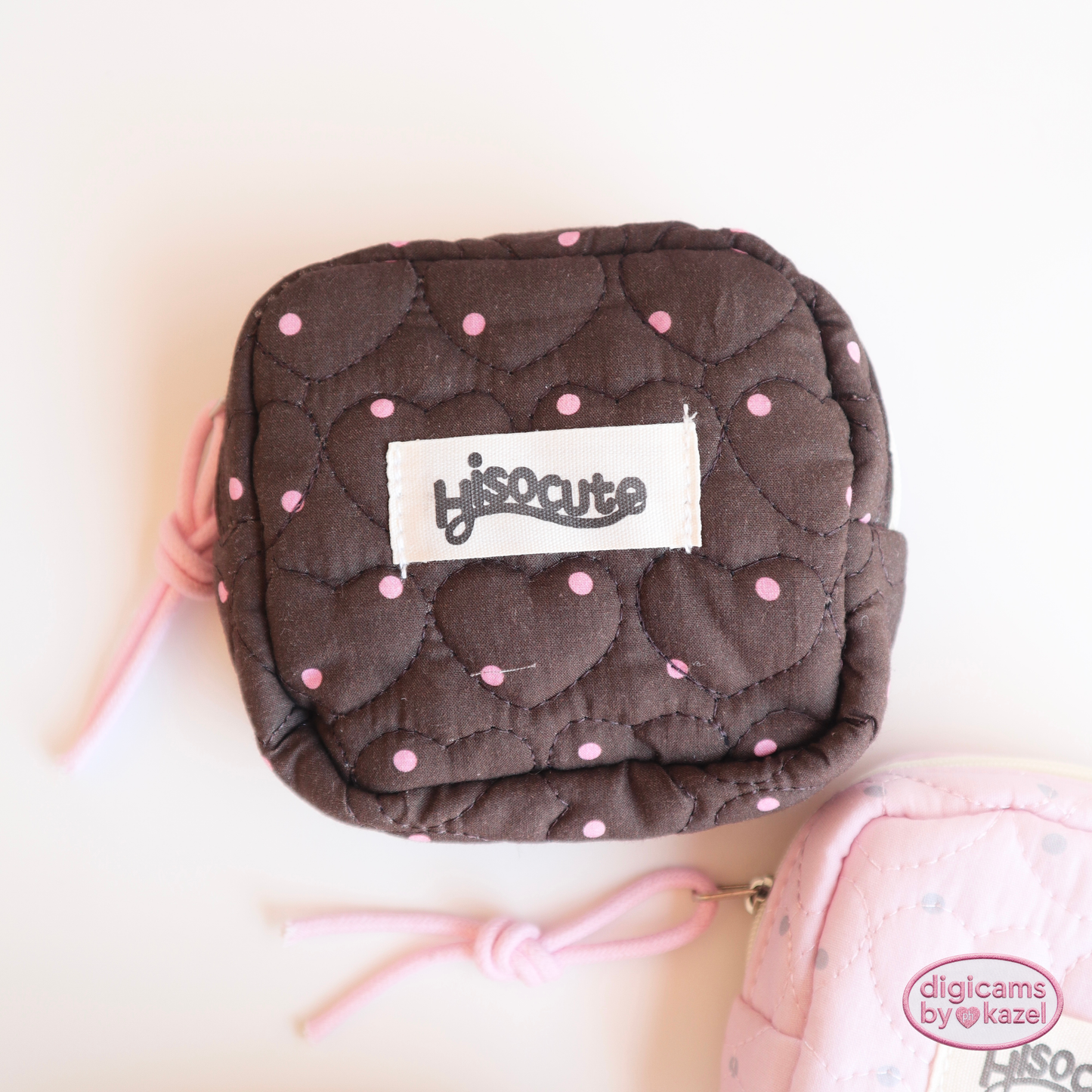 Heart shaped quilted camera pouch