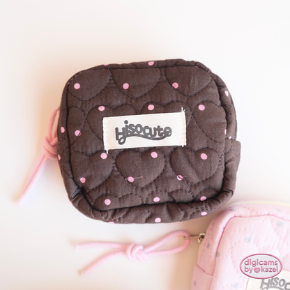 Heart shaped quilted camera pouch