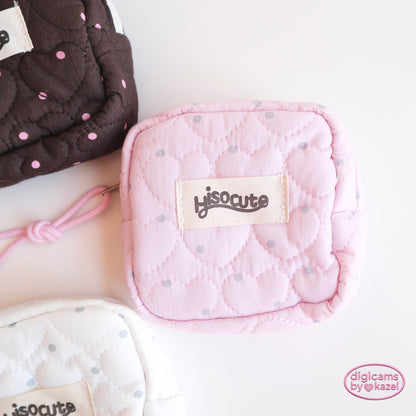 Heart shaped quilted camera pouch