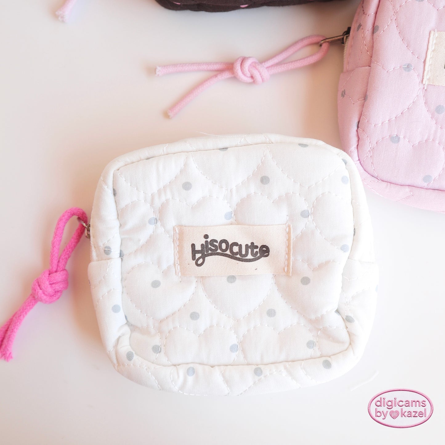 Heart shaped quilted camera pouch