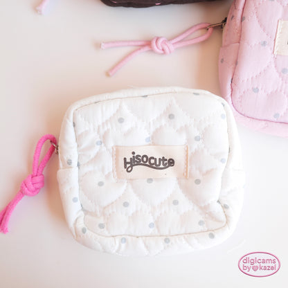 Heart shaped quilted camera pouch