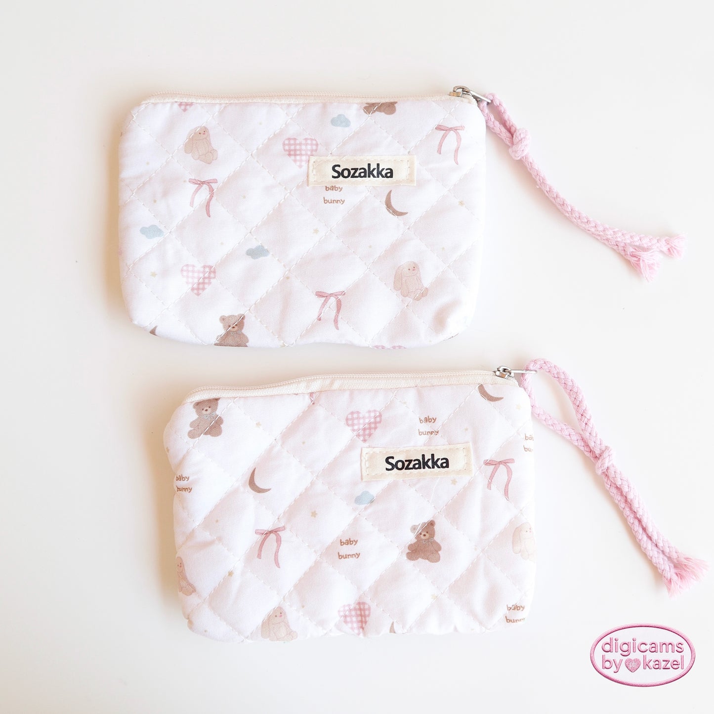Quilted rabbit bear camera pouch