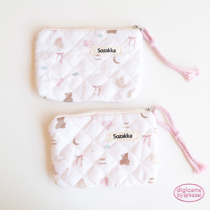 Quilted rabbit bear camera pouch