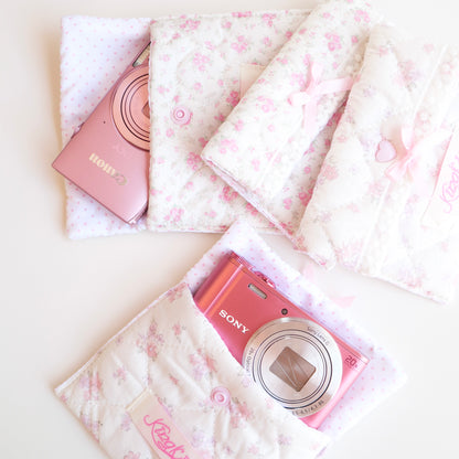 Floral with bow camera pouch