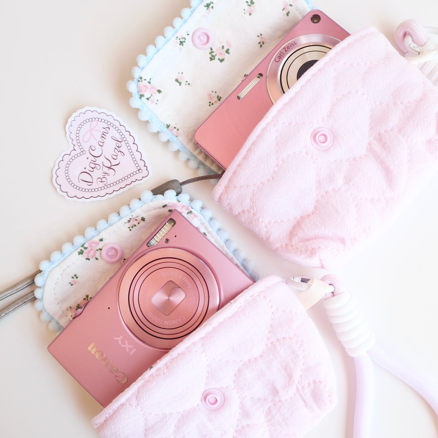 Pink lace with lanyard camera pouch